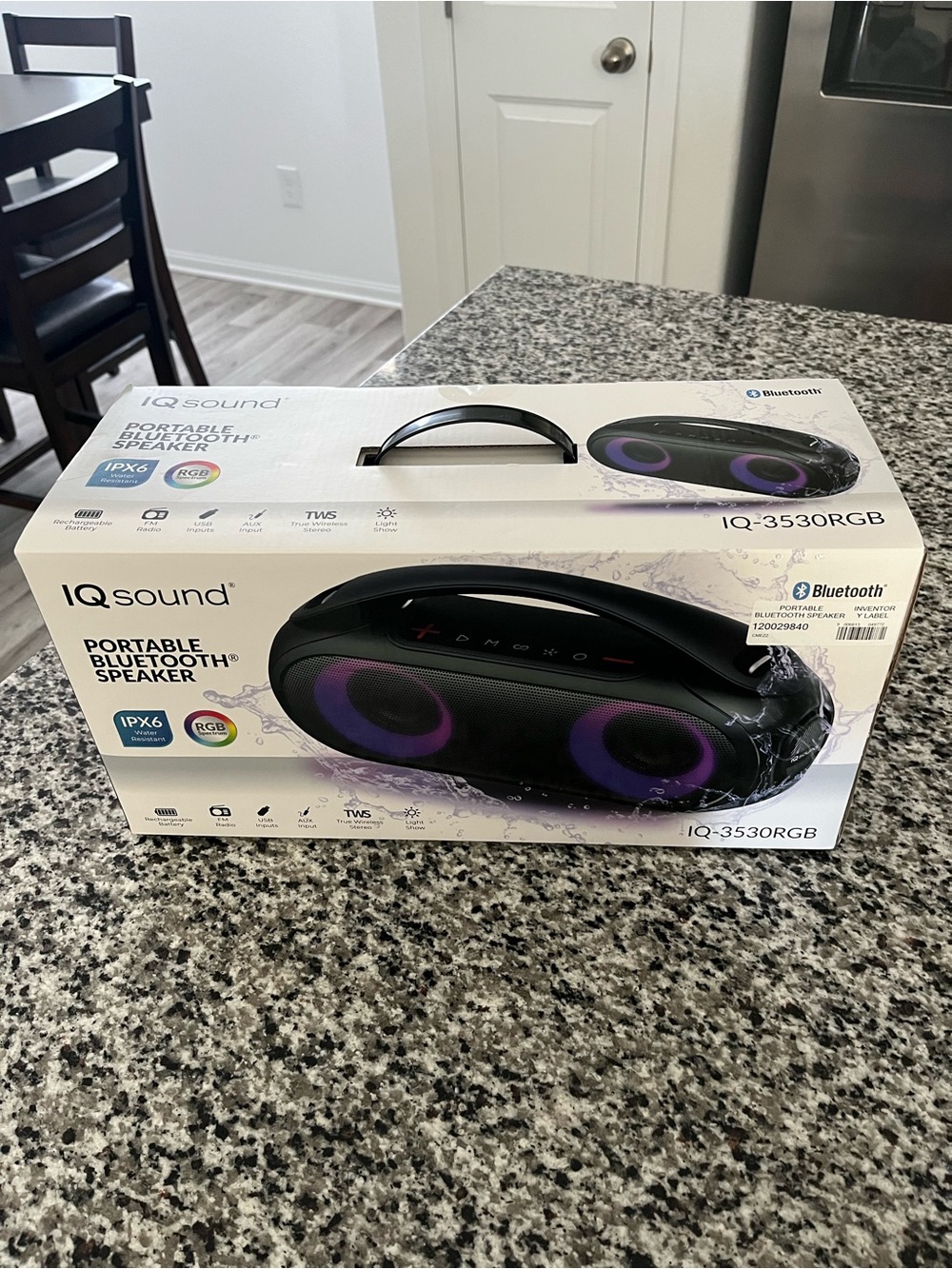 IQ-3530RGB Portable Bluetooth Speaker - Black with Purple RGB Lights